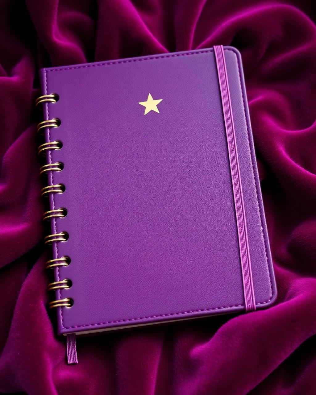 Plum kids planner with a brass star on velvet